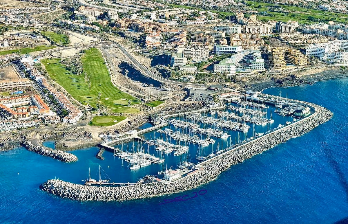 Marina with moored yachts